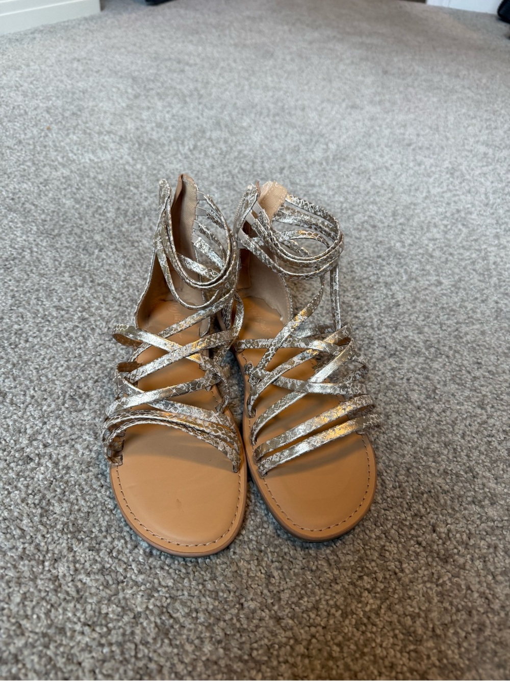 Cat & Jack Silver Metallic Strappy Lace-Up Sandals